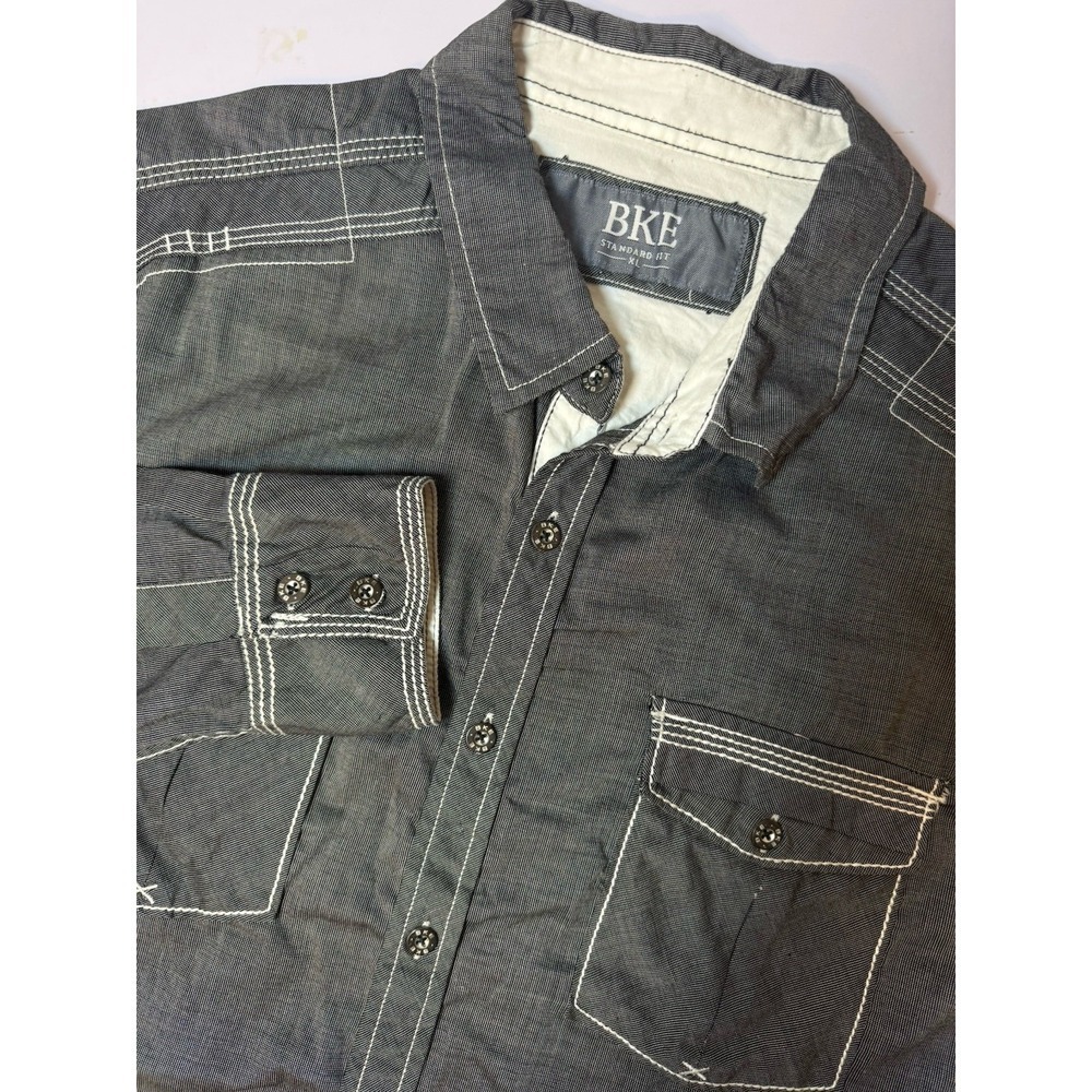 BKE‎ Mens Gray Long Sleeve Button Down Casual Shirt Size XL Y2K Western